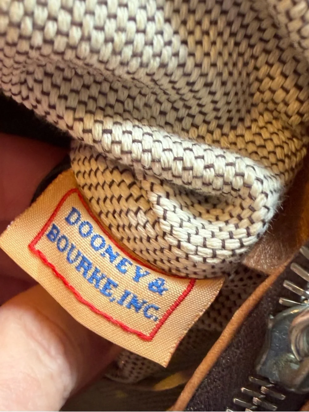 Dooney & Bourke Ostrich Embossed Rare Leather Bristol Logo Lock Satchel Tan